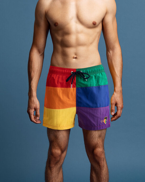 Short de bain court en colour-block Pride