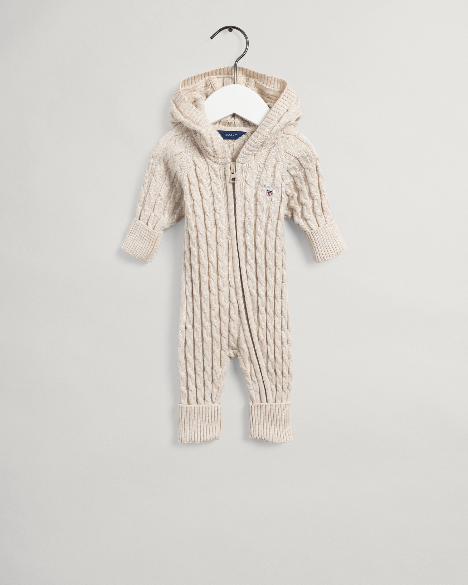 GANT Kids Combinaison zippée en coton à torsades Baby (68) Marron