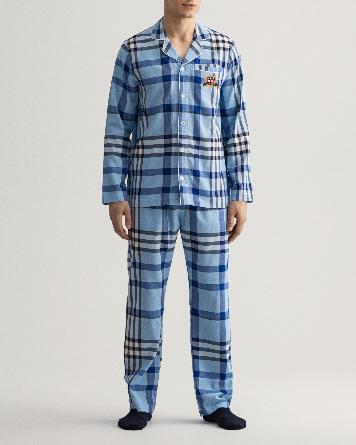 GANT Men Pyjama en flanelle à motif écossais (L) Bleu