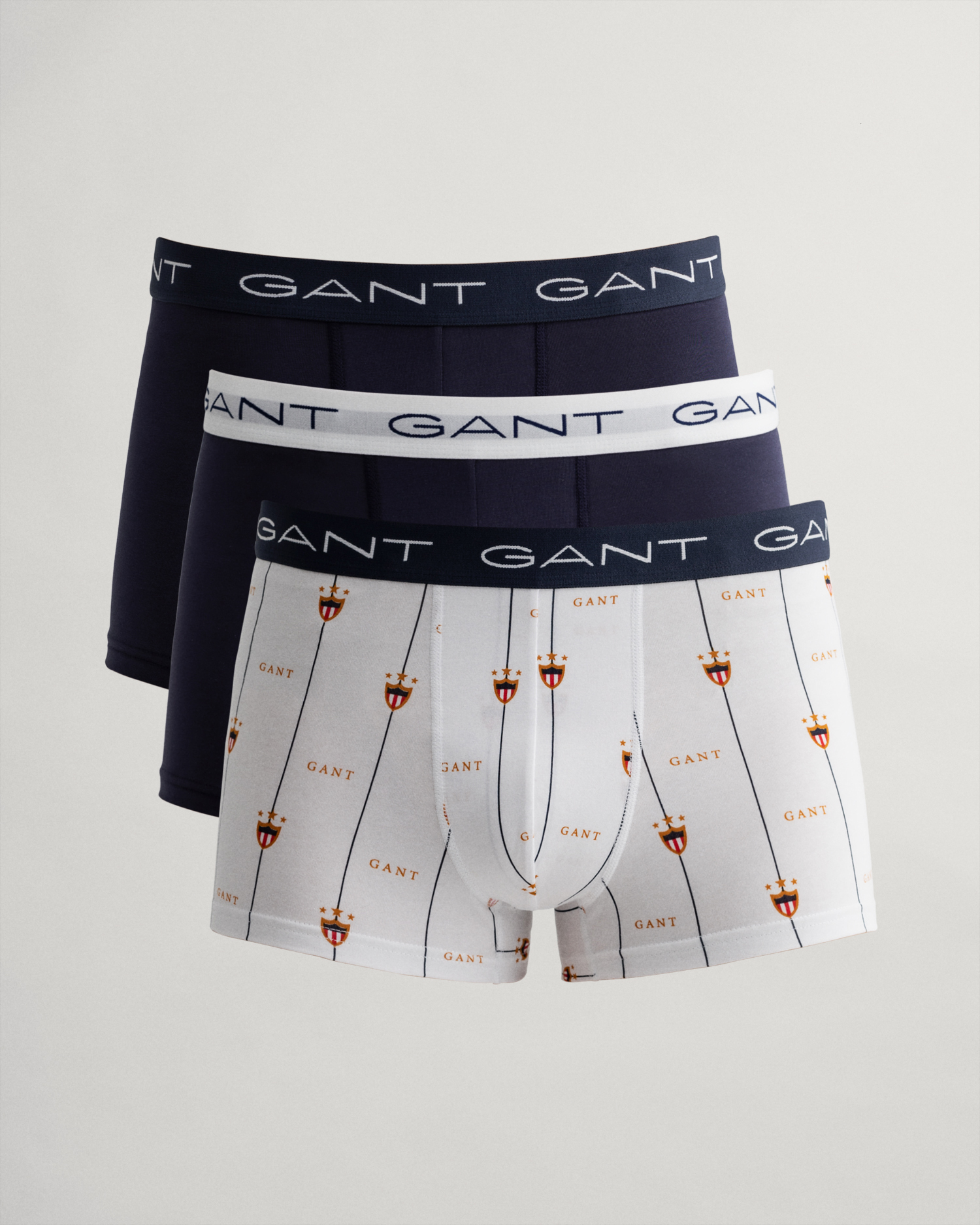 GANT Men Lot de 3 caleçons Banner Shield (L) Blanc